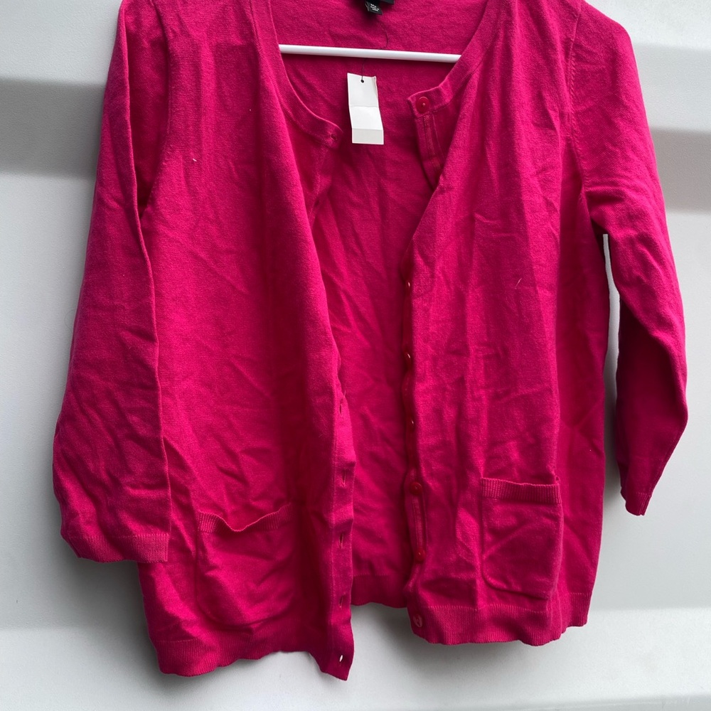 NWT Talbots Fuchsia Button-Up Cardigan